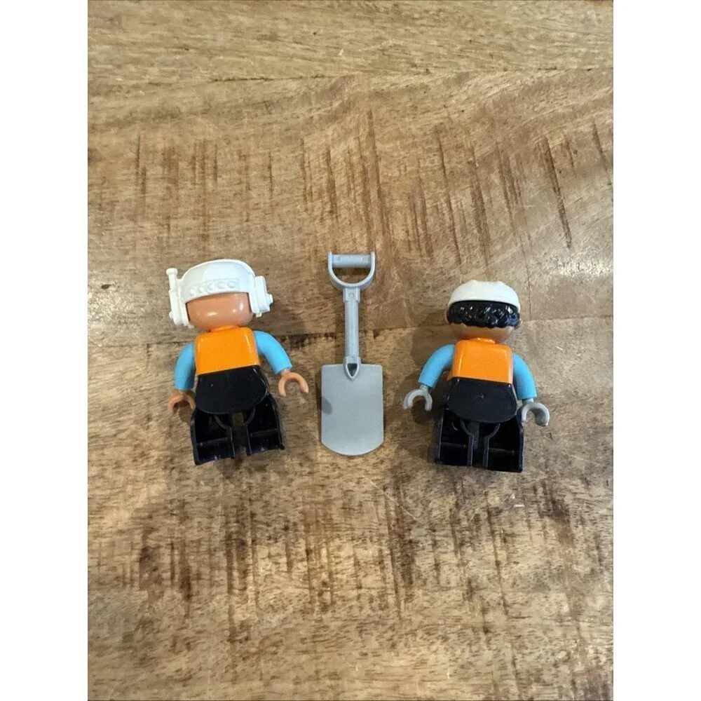 LEGO Duplo Construction Workers toy figures White Helmet Headset shovel